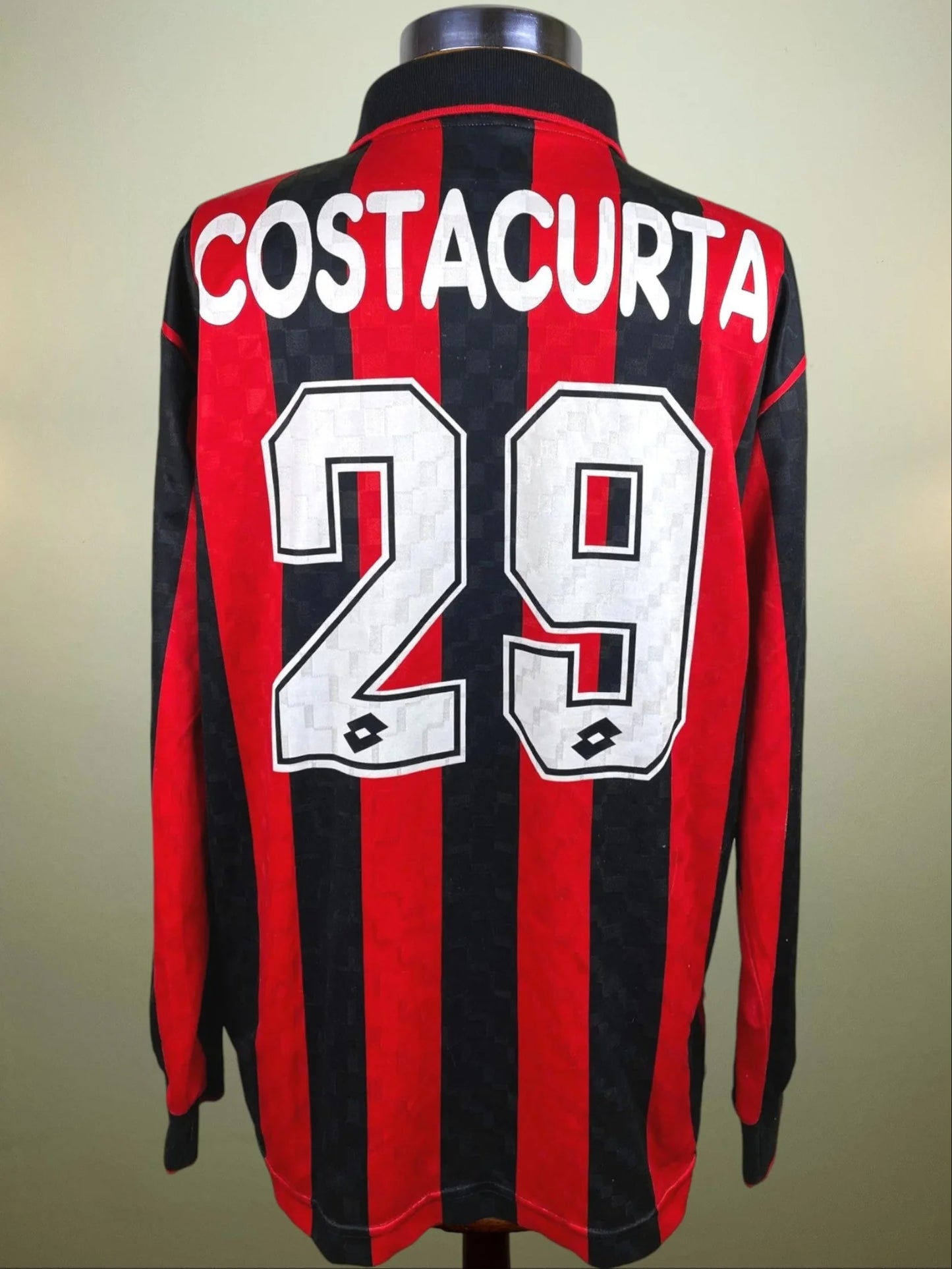 Match Shirt • Club • AC Milan • 1995 • Lotto • Home • #29 • Alessandro Costacurta • Match Worn