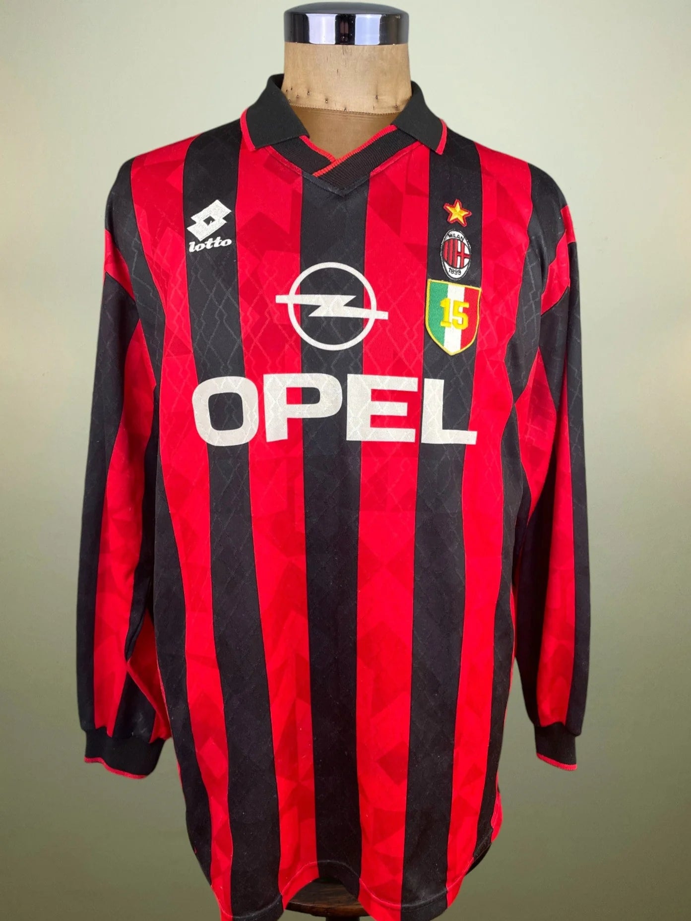 Match Shirt • Club • AC Milan • 1995 • Lotto • Home • Celebratory 15th Scudetto Player Issue Shirt
