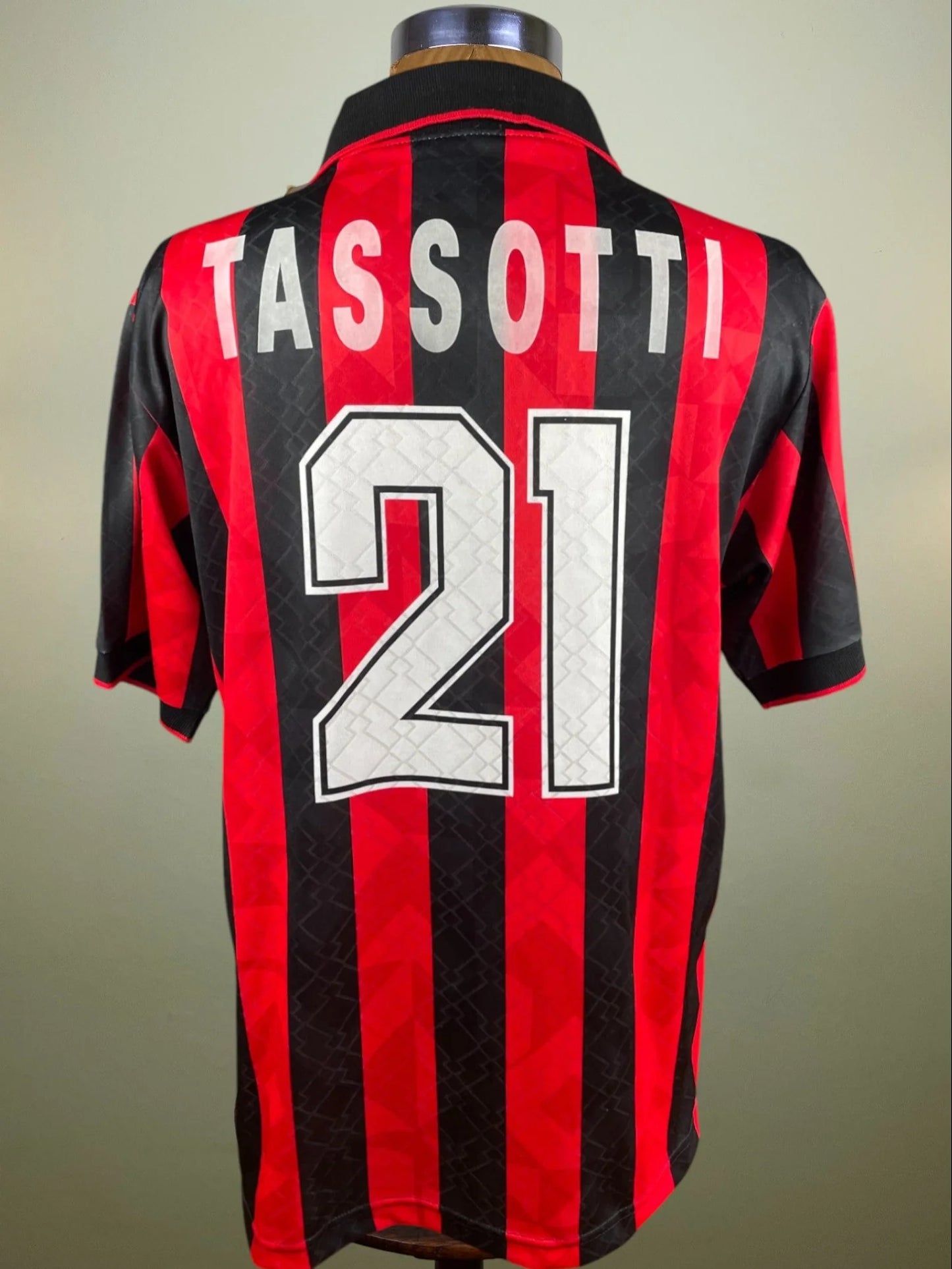 Match Shirt • Club • AC Milan • 1995 • Lotto • Home • #21 • Mauro Tassotti • Match Prepared vs Pescara