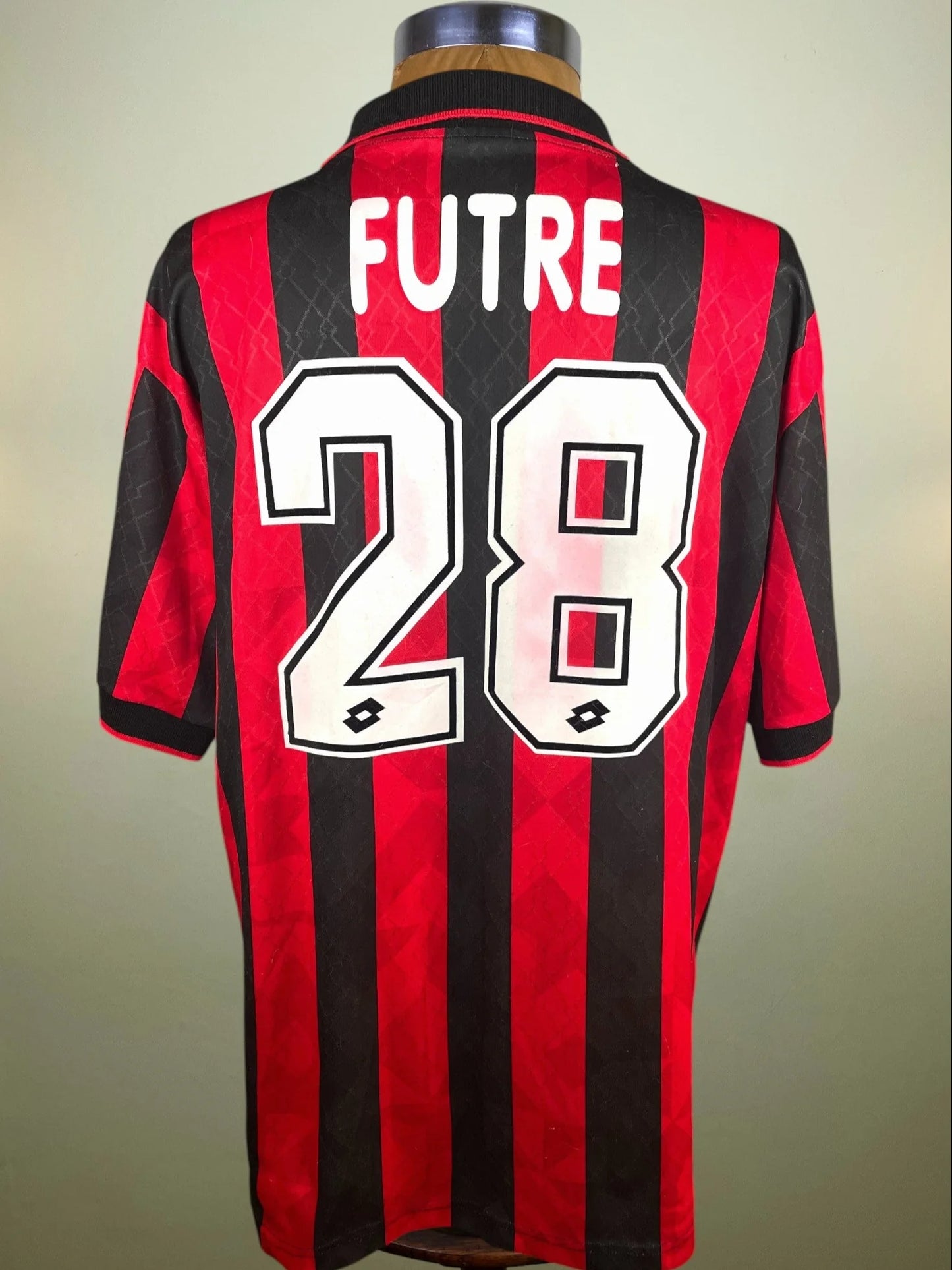 Match Shirt • Club • AC Milan • 1995 • Lotto • Home • #28 • Paolo Futre • Match Prepared