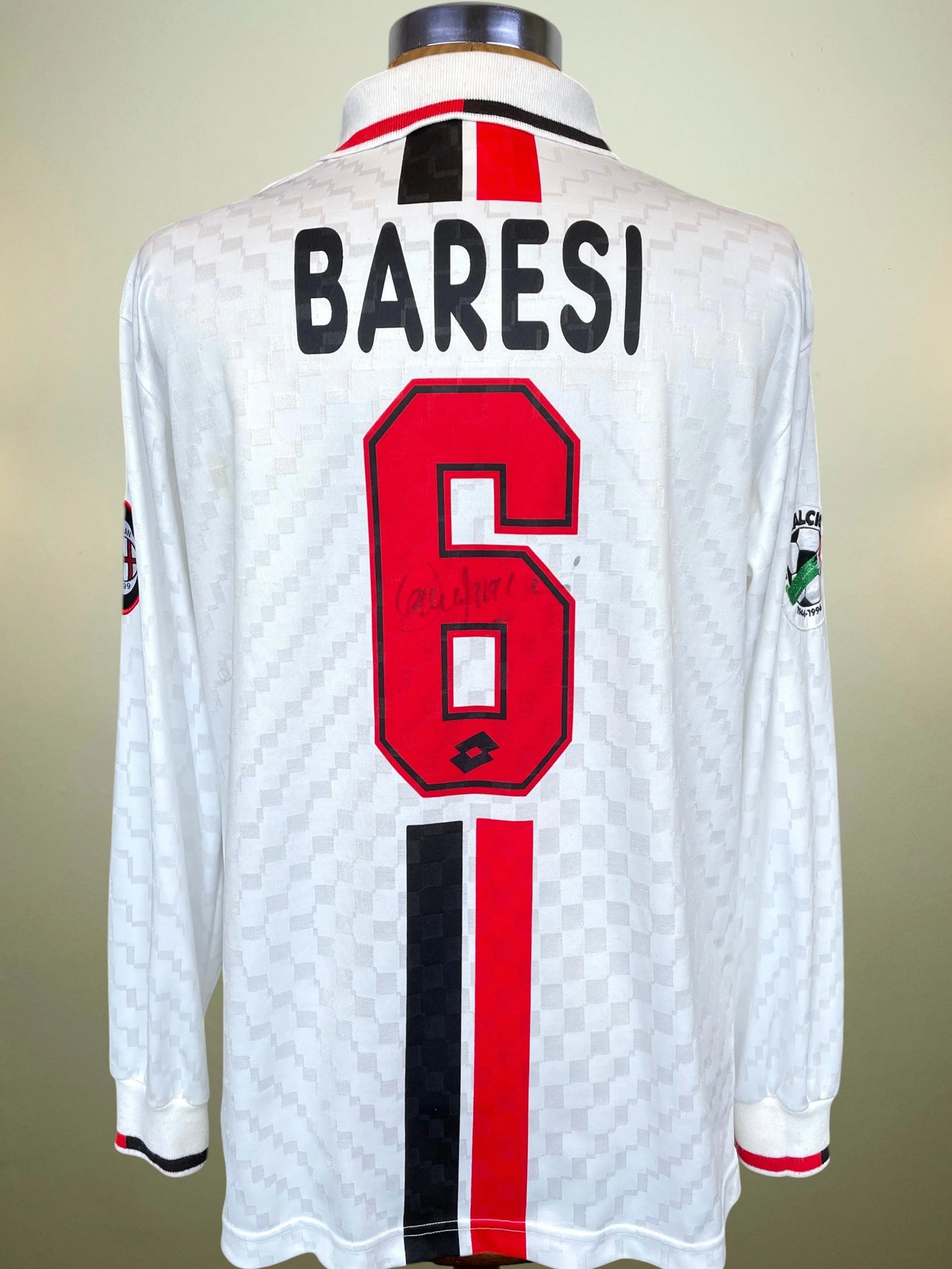 Match Shirt • Club • AC Milan • 1996 • Lotto • Away • #6 • Franco Baresi • Match Worn • Signed