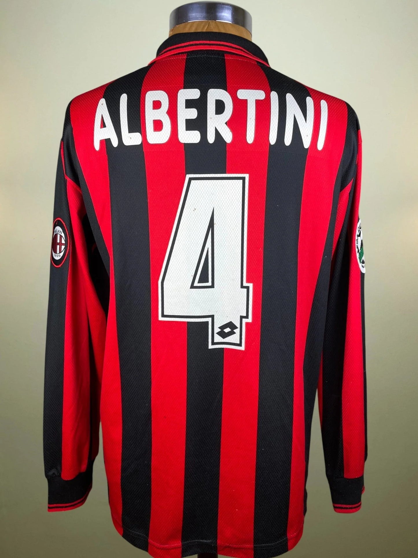 Match Shirt • Club • AC Milan • 1996 • Lotto • Home • #4 • Demetrio Albertini • Match Worn • Unwashed