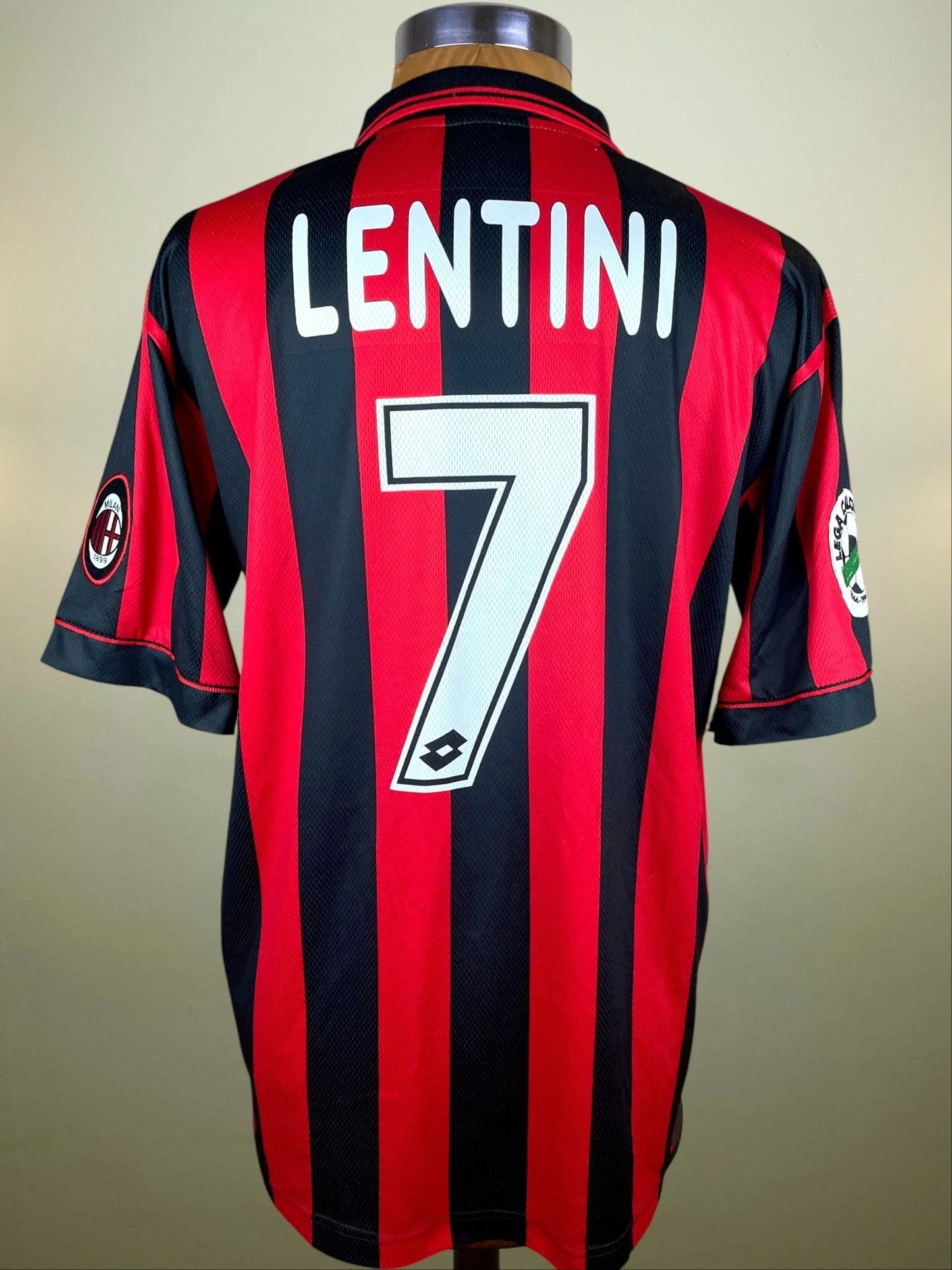 Match Shirt • Club • AC Milan • 1996 • Lotto • Home • #7 • Gianluigi Lentini • Match Prepared