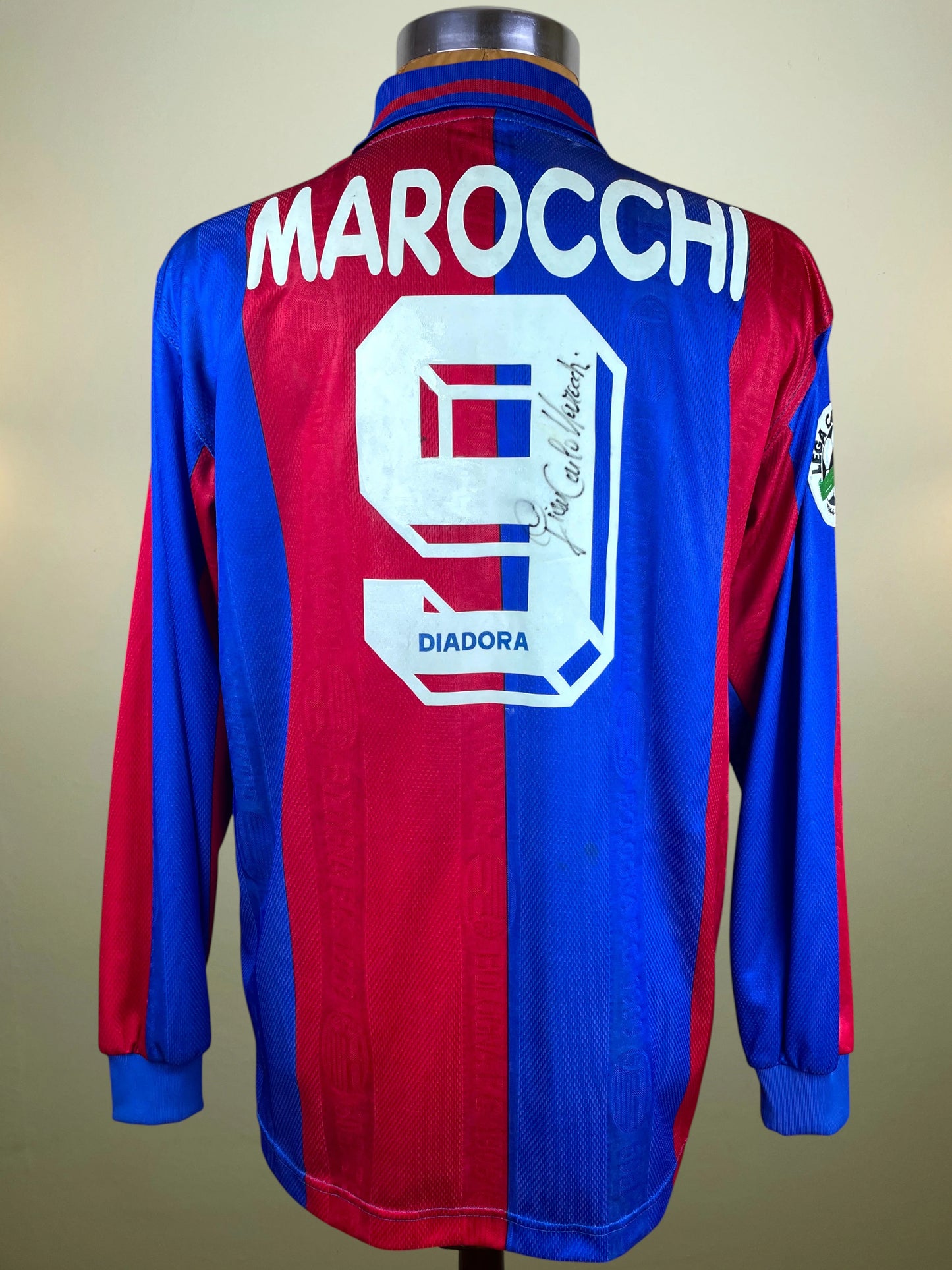 Match Shirt • Club • Bologna • 1996 • Diadora • Home • #9 • Giancarlo Marocchi • Match Worn • Signed