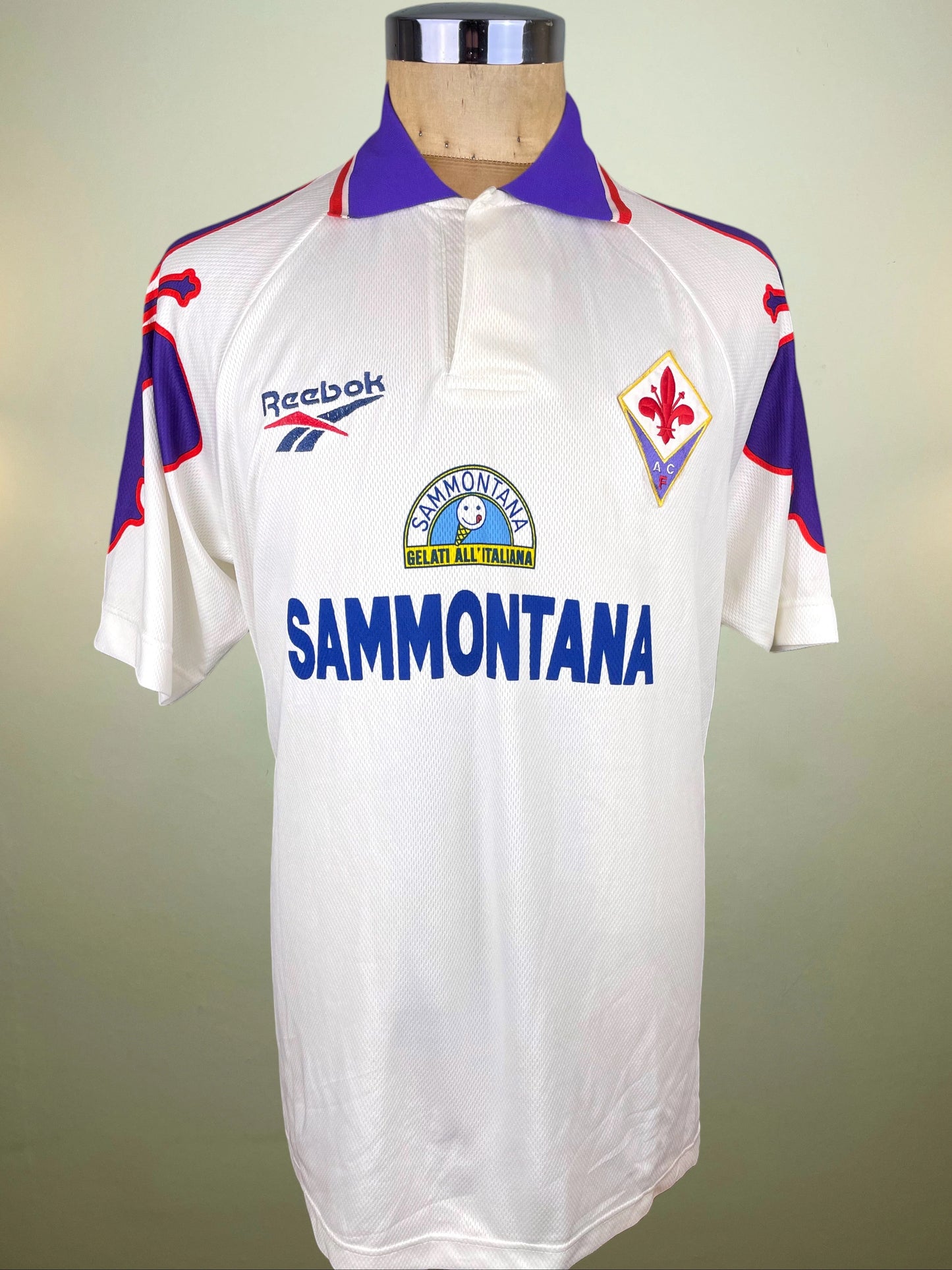 Match Shirt • Club • Fiorentina • 1995 • Reebok • Away • #6 • Match Prepared • Size XL