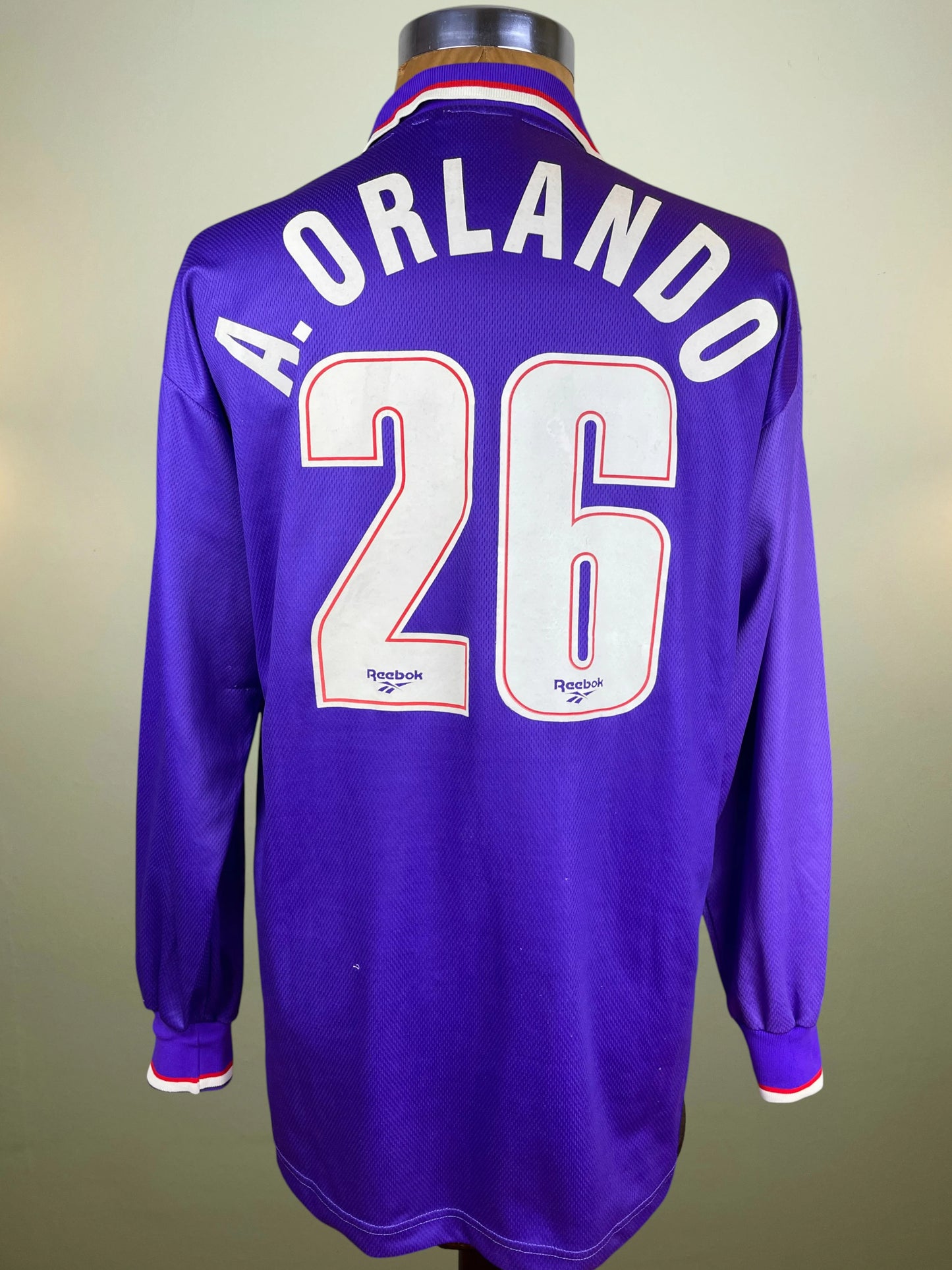 Match Shirt • Club • Fiorentina • 1995 • Reebok • Home • #26 • Alessandro Orlando • Match Worn