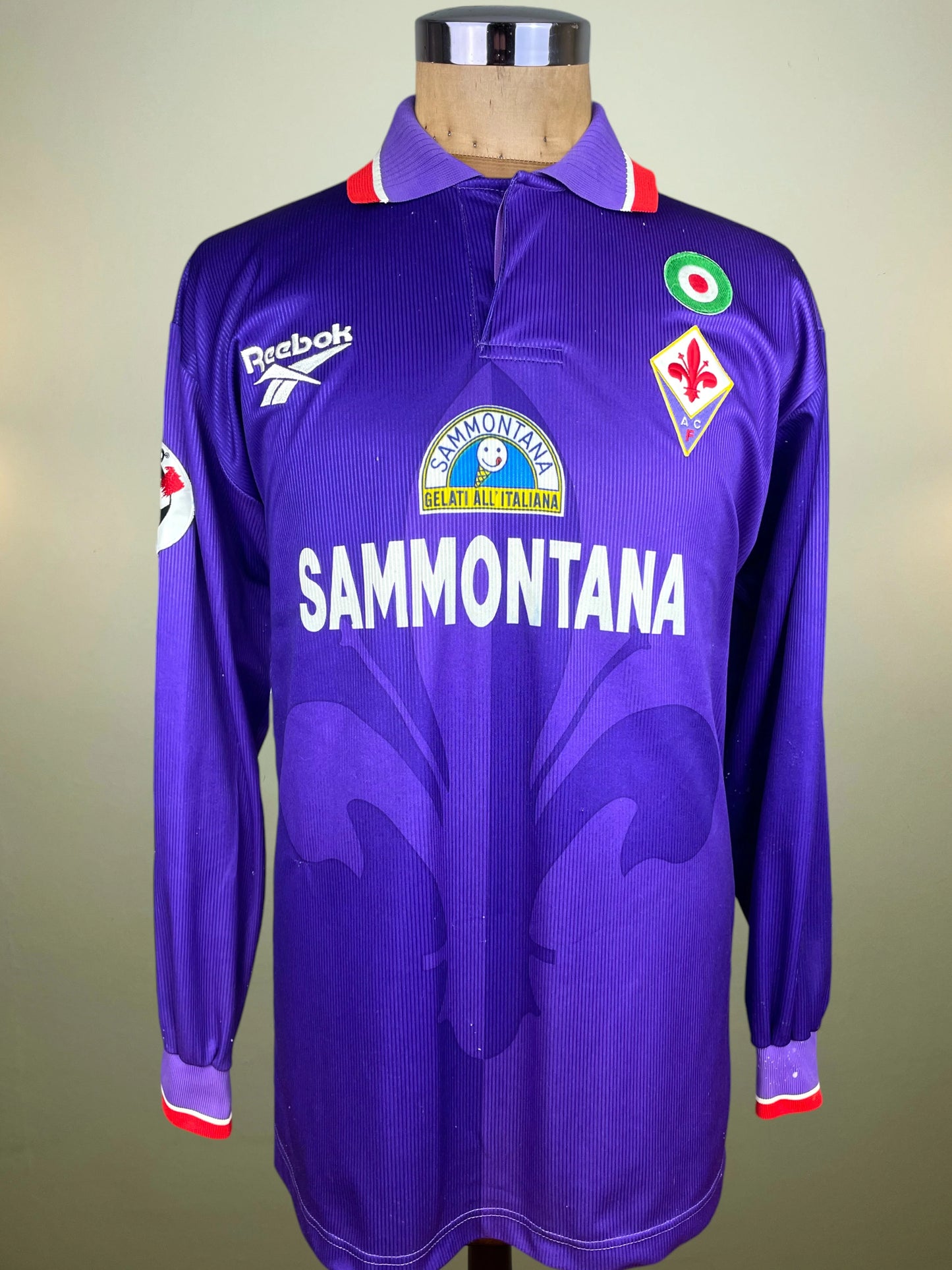 Match Shirt • Club • Fiorentina • 1996 • Reebok • Home • #9 • Gabriel Batistuta • Match Worn • Unwashed