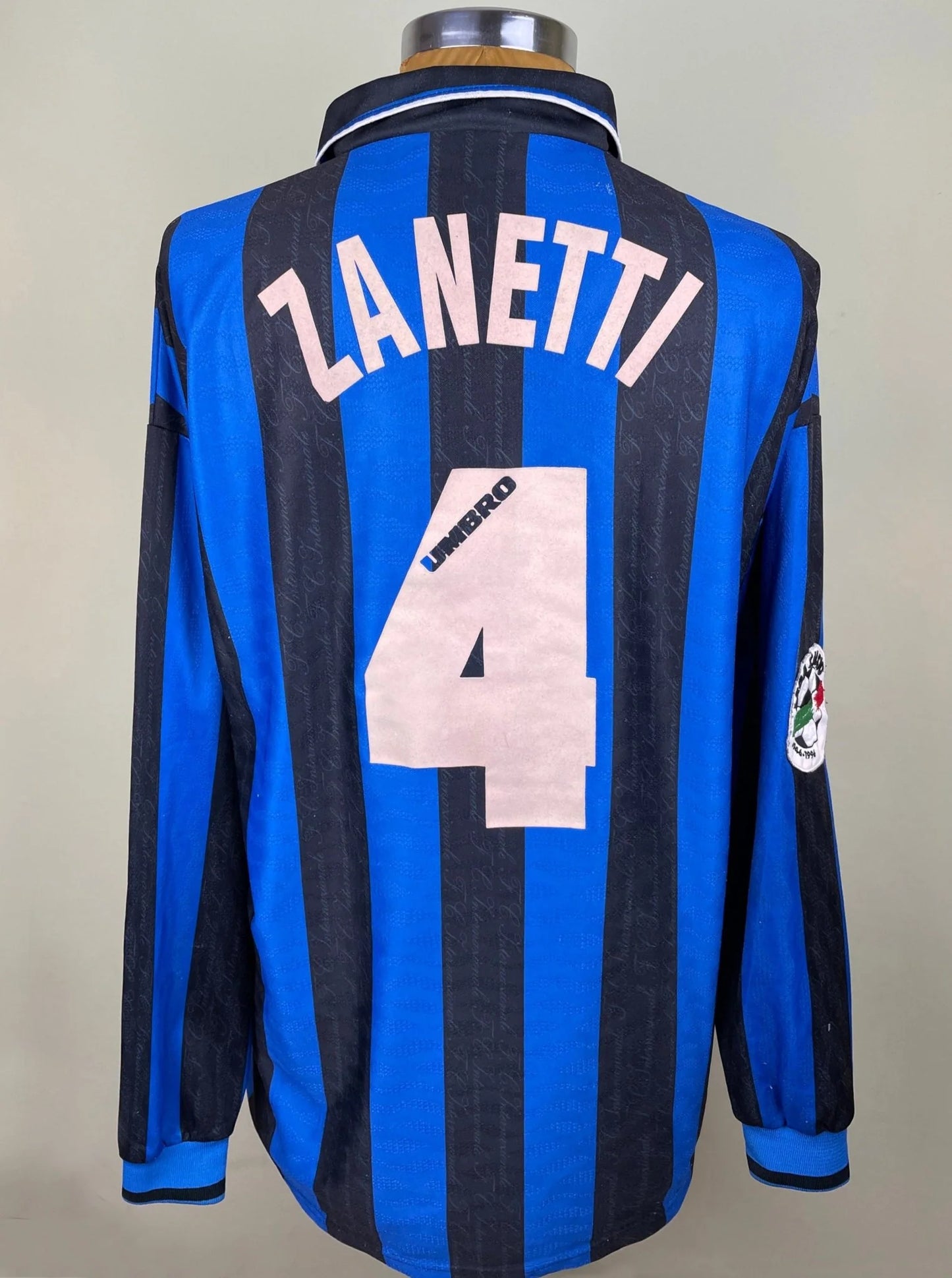 Match Shirt • Club • Inter • 1996 • Umbro • Home • #4 • Javier Zanetti • Match Worn