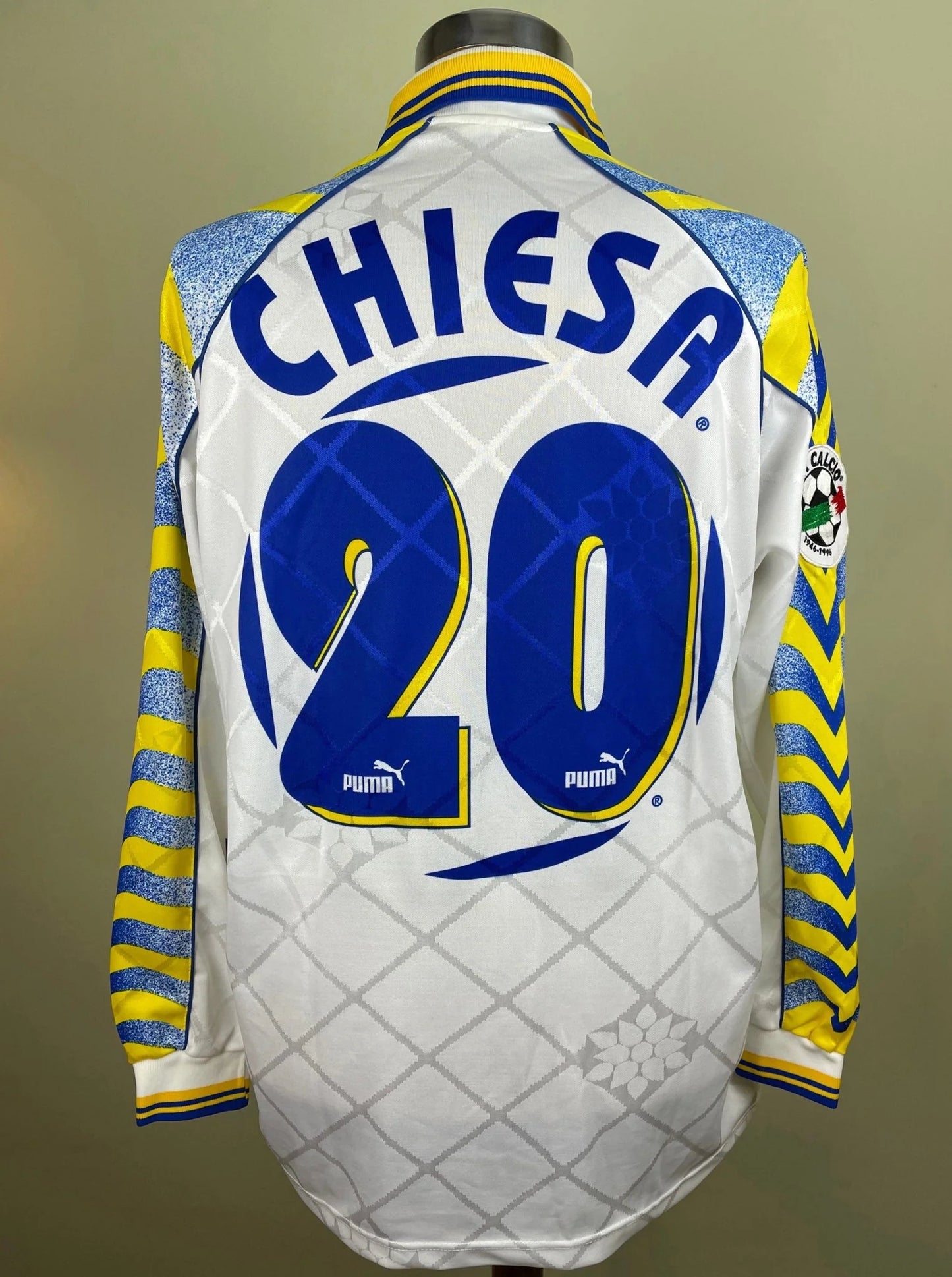 Match Shirt • Club • Parma • 1996 • Puma • Home • #20 • Enrico Chiesa • Match Worn