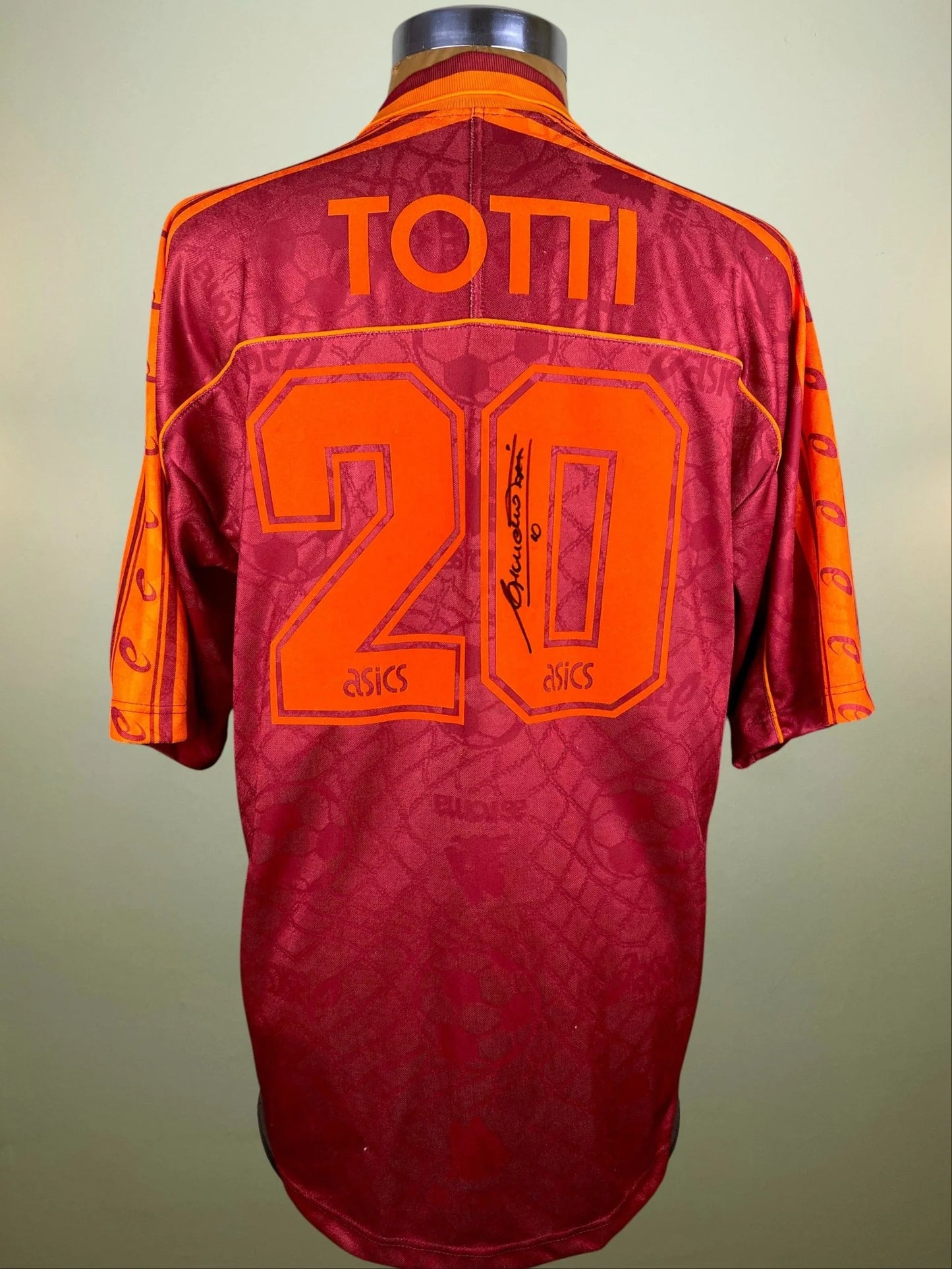 Match Shirt • Club • Roma • 1995 • Asics • Home • #20 • Francesco Totti • Match Worn • Signed
