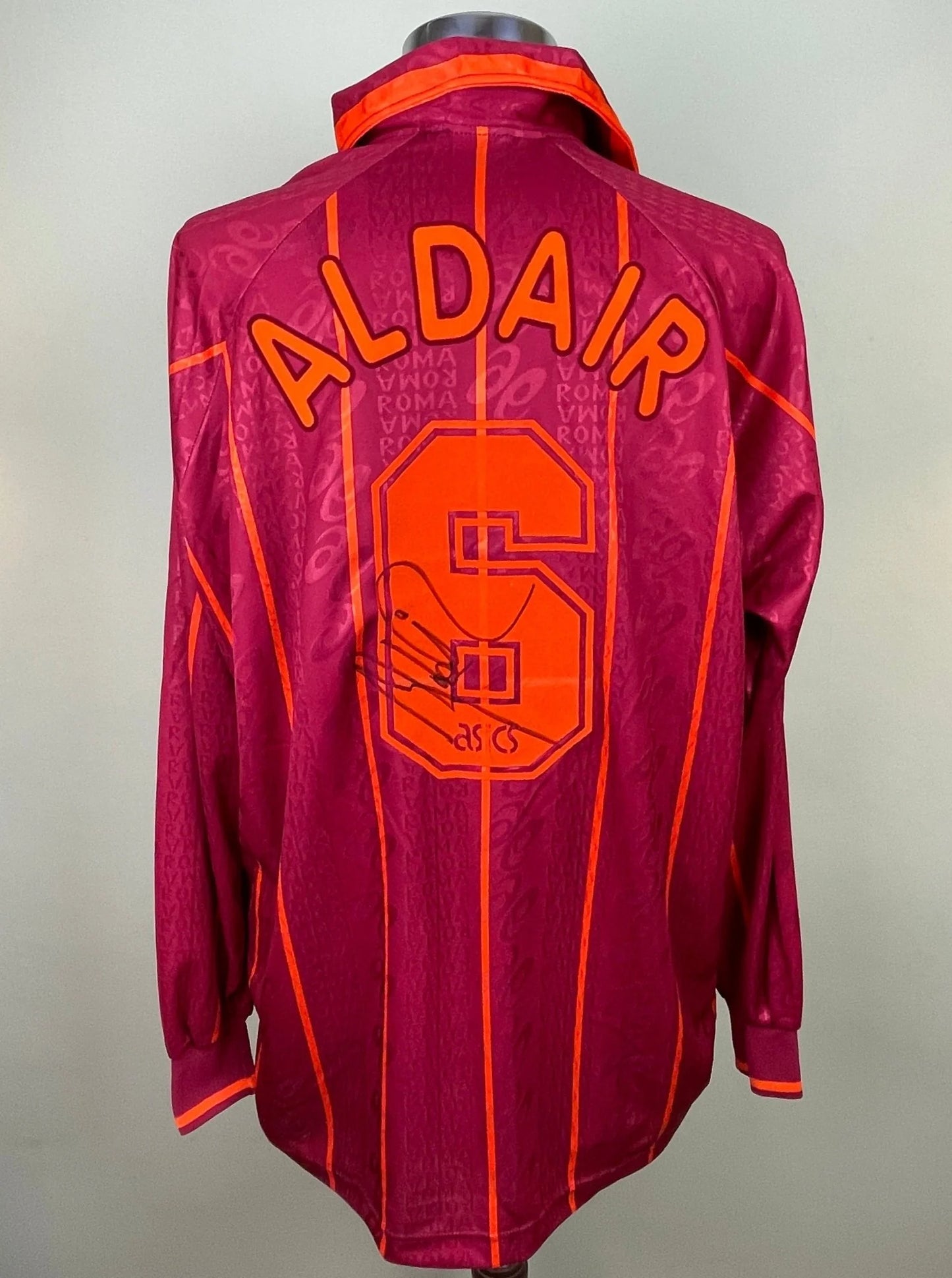 Match Shirt • Club • Roma • 1996 • Asics • Home • #6 • Aldair • Match Worn • Signed