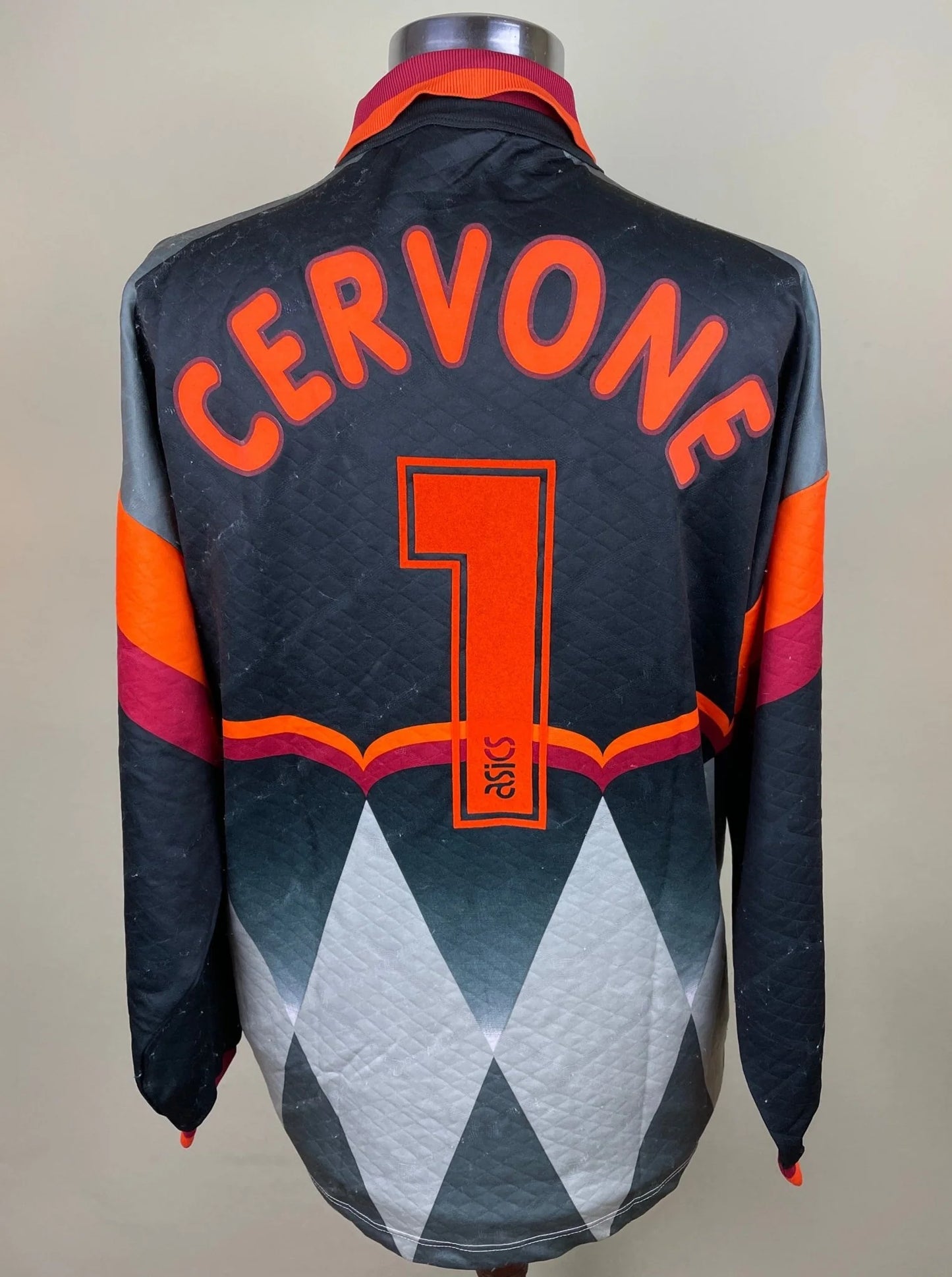 Match Shirt • Club • Roma • 1996 • Asics • Keeper • #1 • Giovanni Cervone • Match Worn