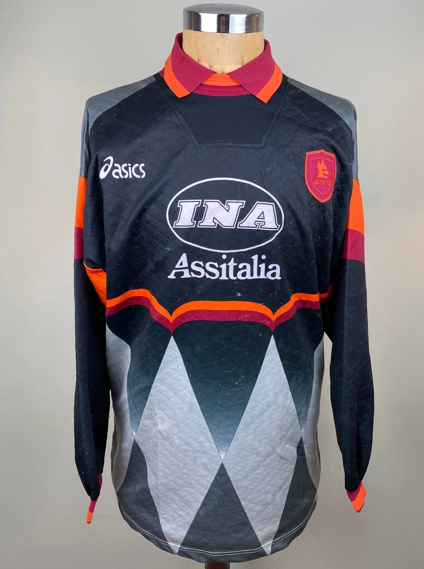 Match Shirt • Club • Roma • 1996 • Asics • Keeper • #1 • Giovanni Cervone • Match Worn