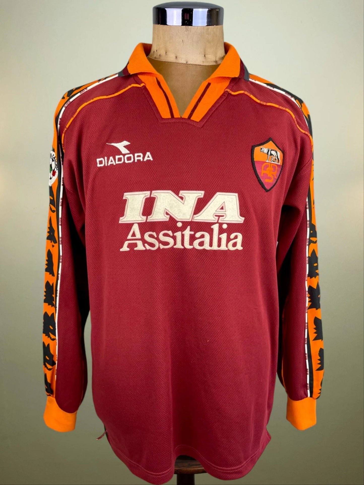 Match Shirt • Club • Roma • 1998 • Diadora • Home • #2 • Cafu • Match Worn