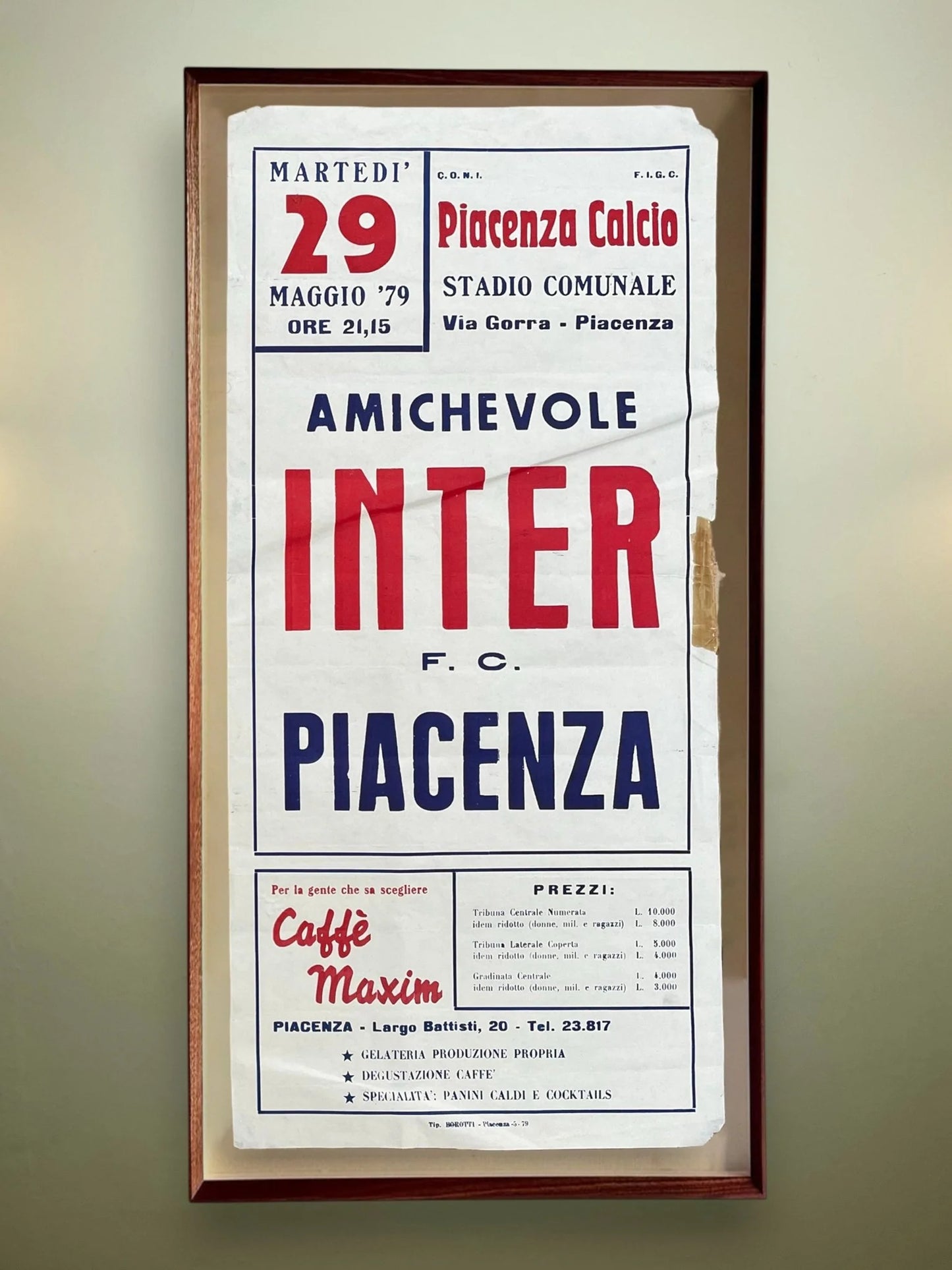 Store Memorabilia • Poster • Inter Milan • 1979 • Official Serie A Inter vs Piacenza Poster