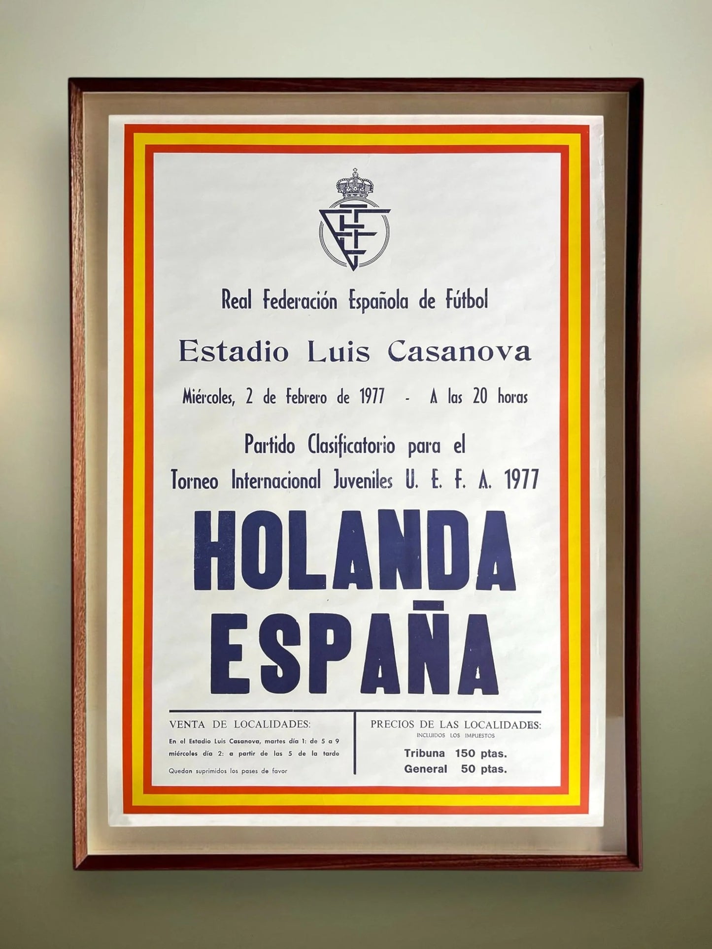 Store Memorabilia • Poster • Spain • 1977 • Spain U21 v Holland U21 Official Match Poster