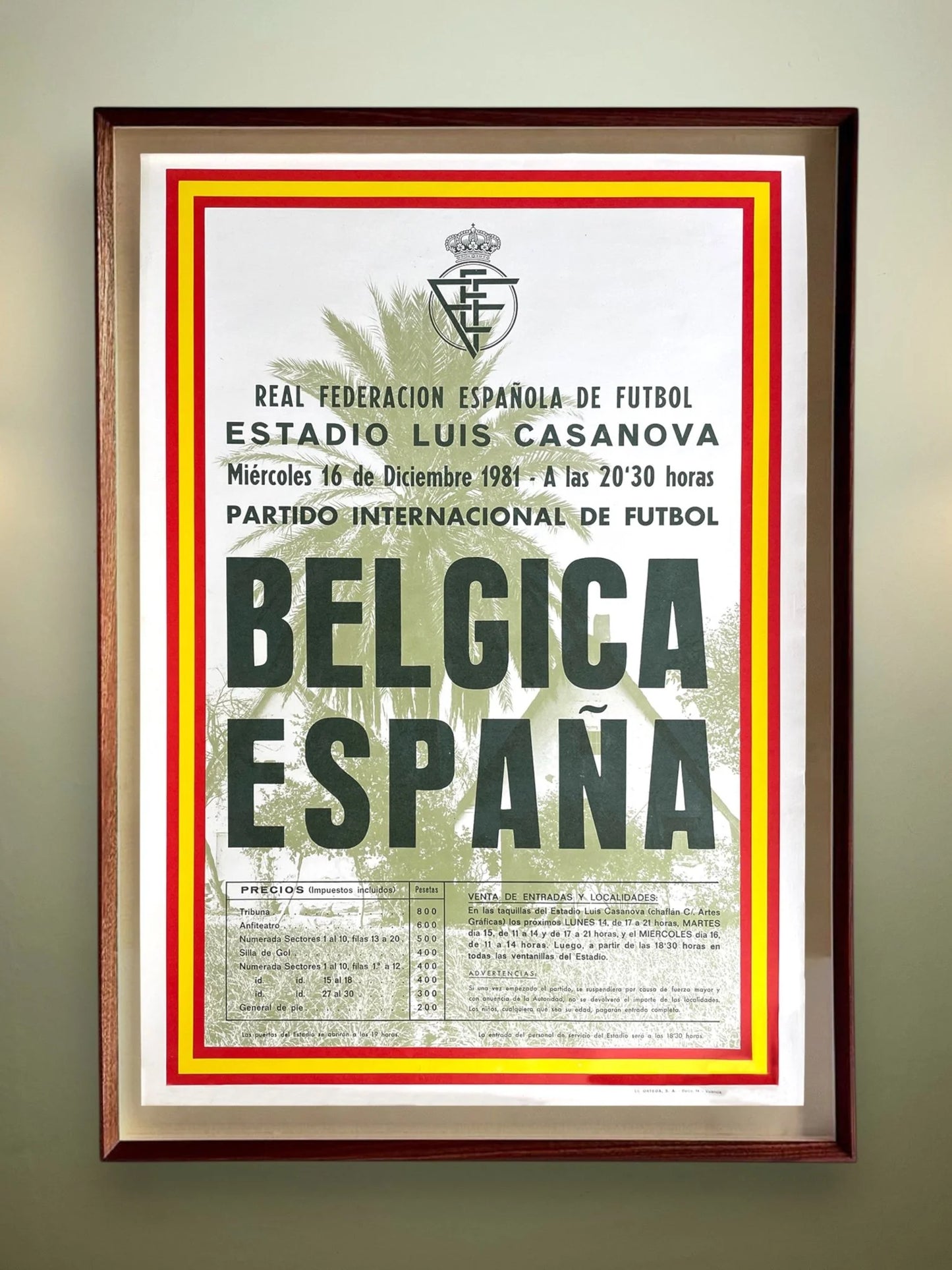 Store Memorabilia • Poster • Spain • 1981 • Spain v Belgium Official Match Poster