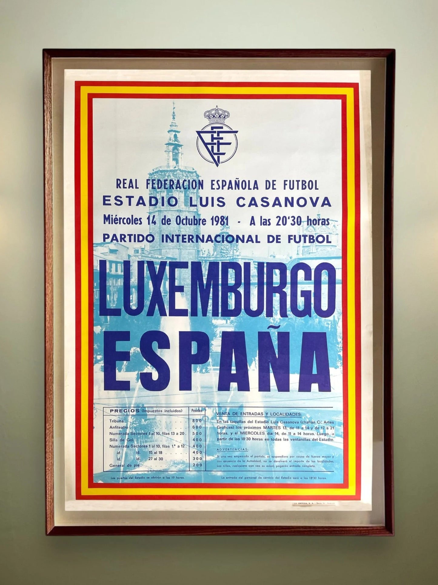 Store Memorabilia • Poster • Spain • 1981 • Spain v Luxembourg Official Match Poster