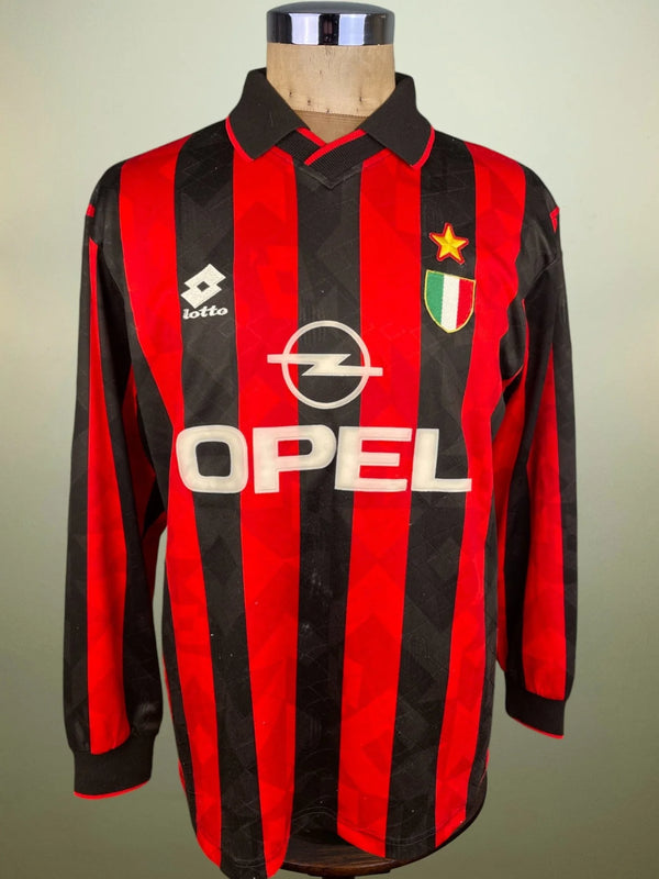 Store Shirt • AC Milan • 1994 • Lotto • Home • Size L • Rare Prototype Shirt With Flock Sponsor
