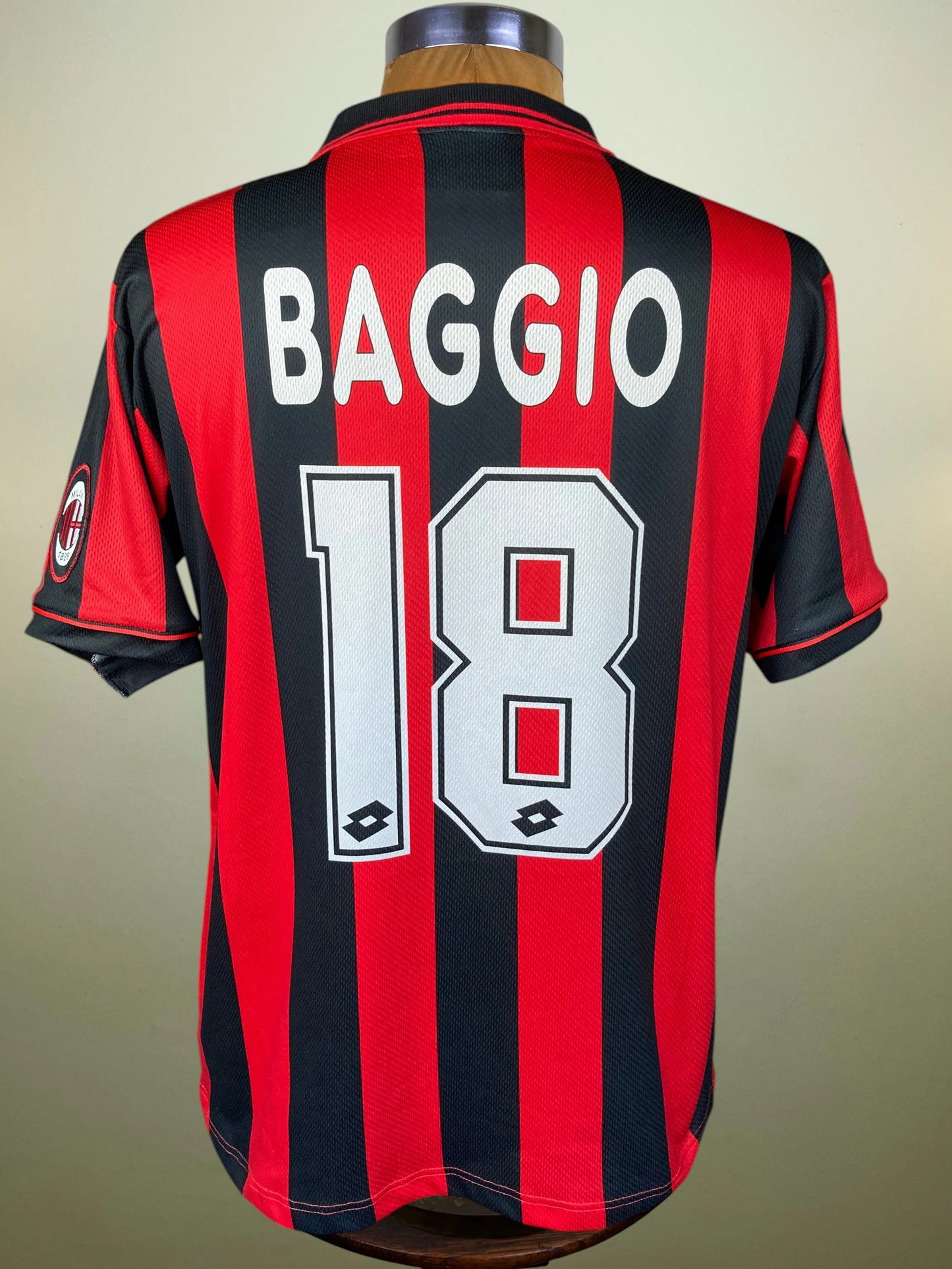 AC Milan vintage home jersey with red and black vertical stripes