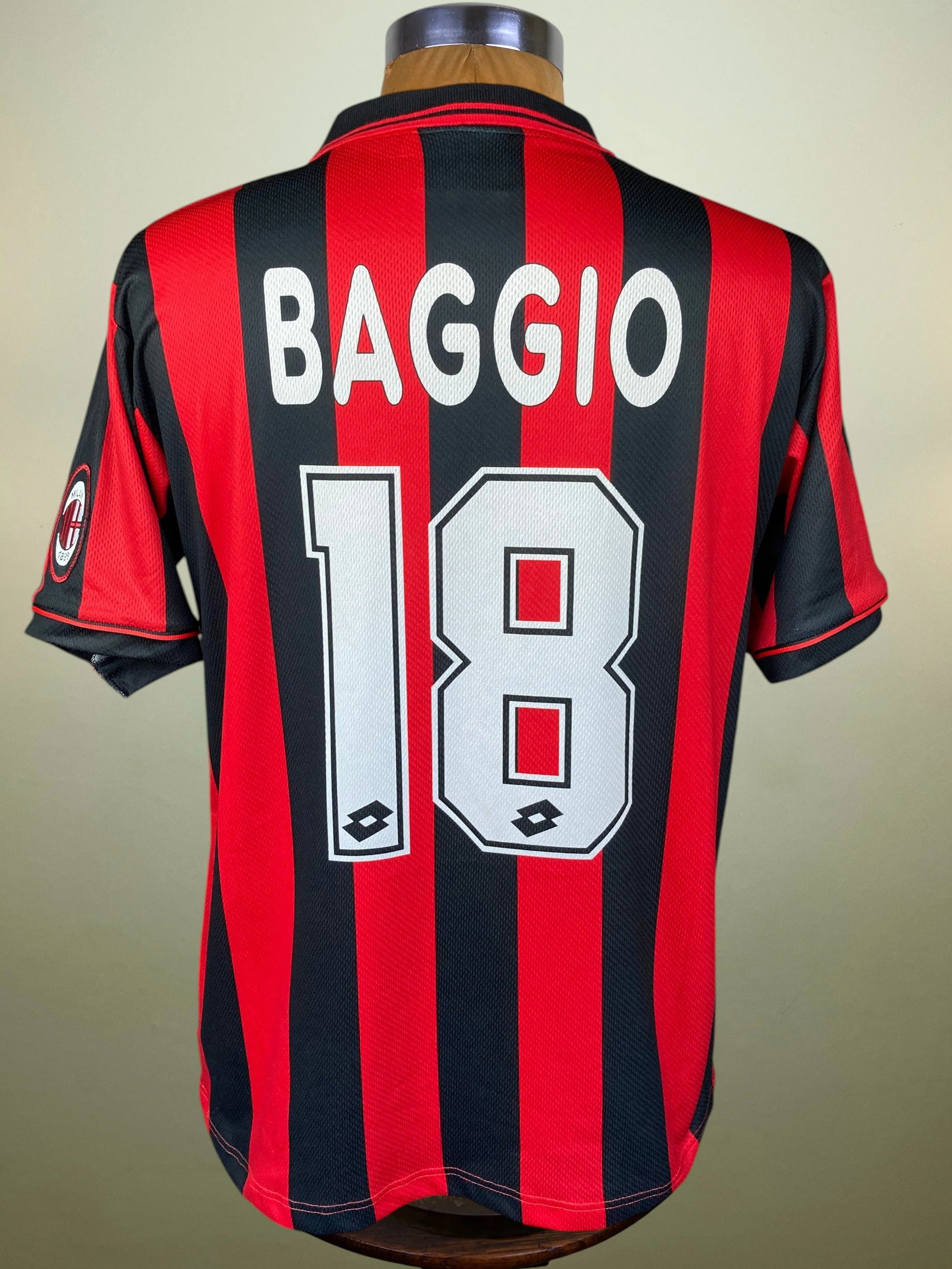 AC Milan vintage home jersey with red and black vertical stripes