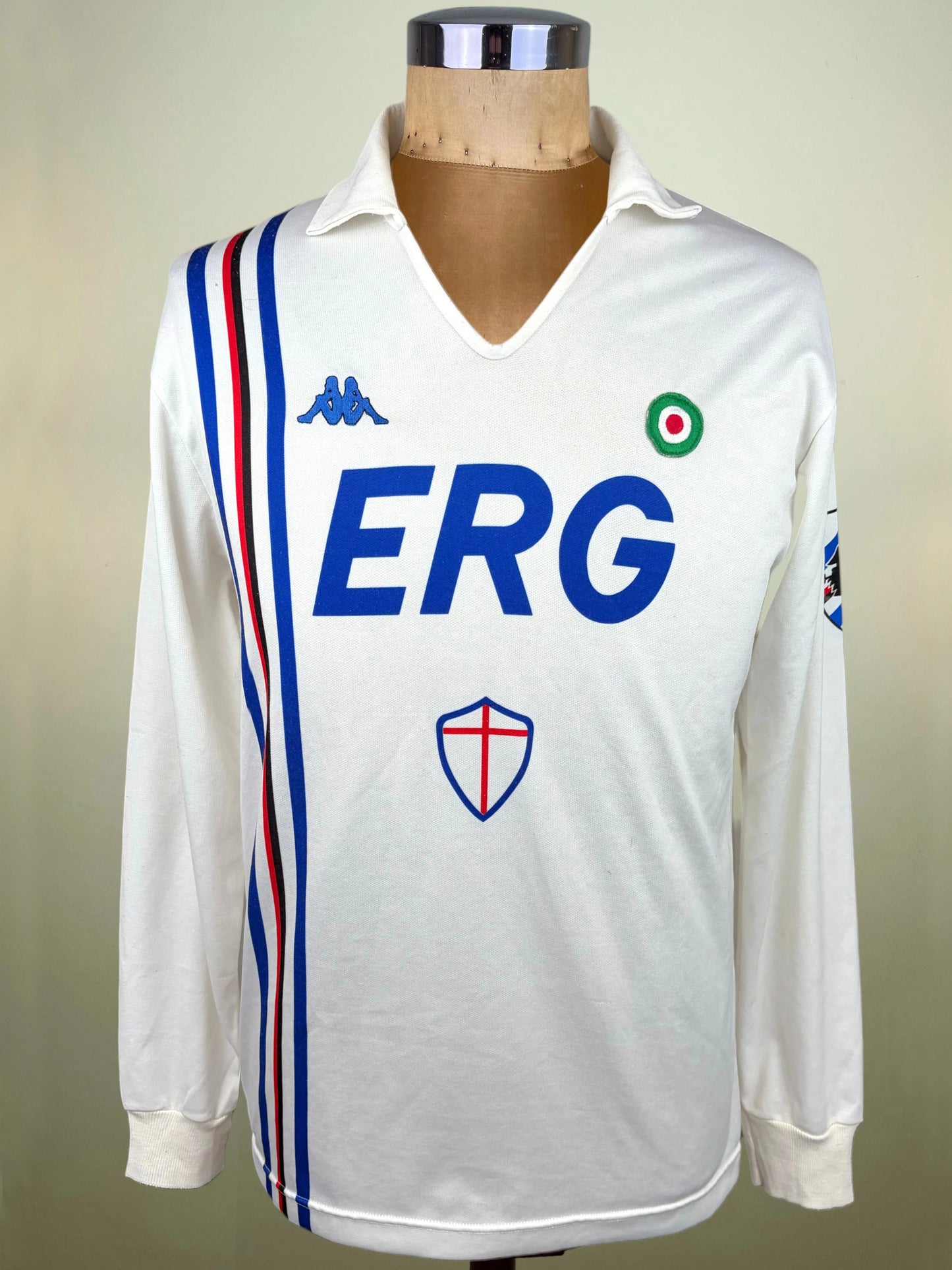 A vintage white long-sleeve soccer jersey by Kappa