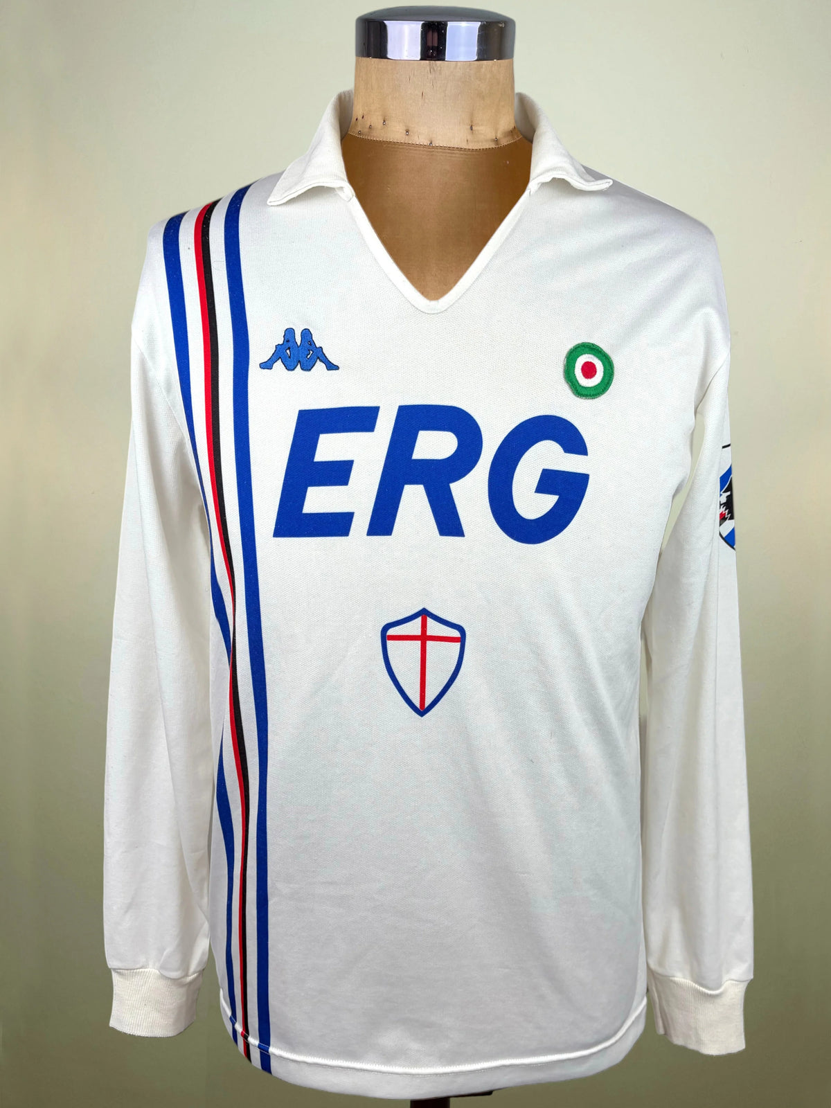 A vintage white long-sleeve soccer jersey by Kappa