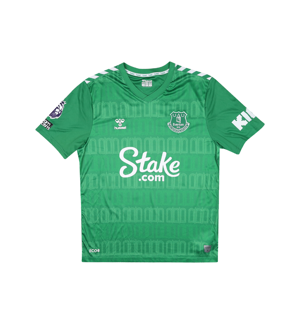 EVERTON 2023-24 MATCH-ISSUE HOME GK SHIRT - CRELLIN 43 - L