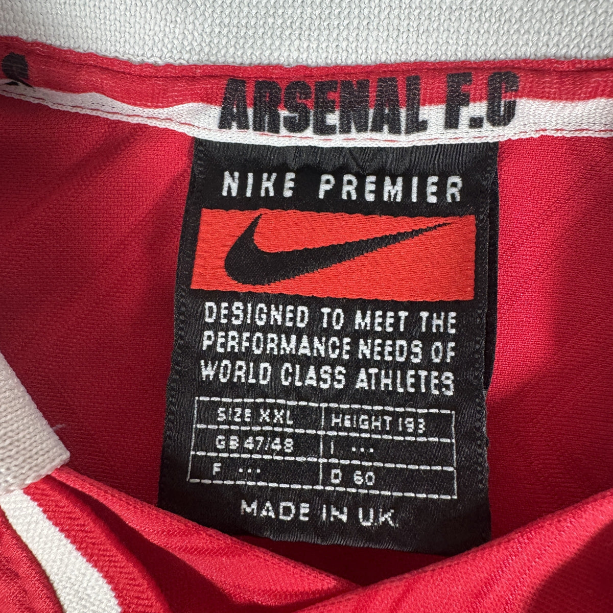 Arsenal 1996/1997/1998 Home Football Shirt XXL