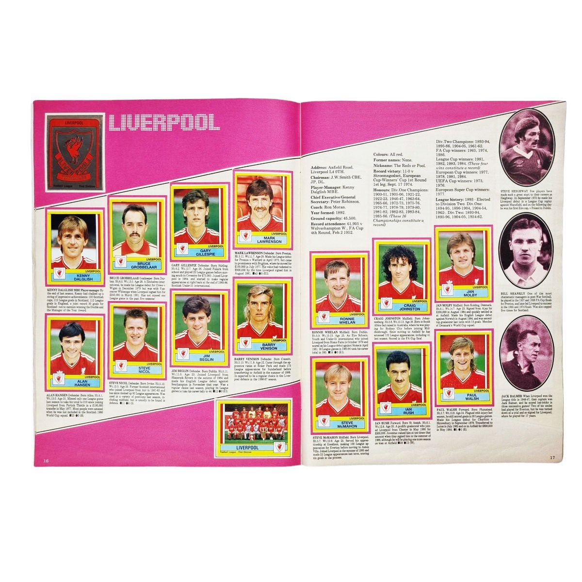 Panini 1987 Sticker Album English 1st Division & SPL (Complete)