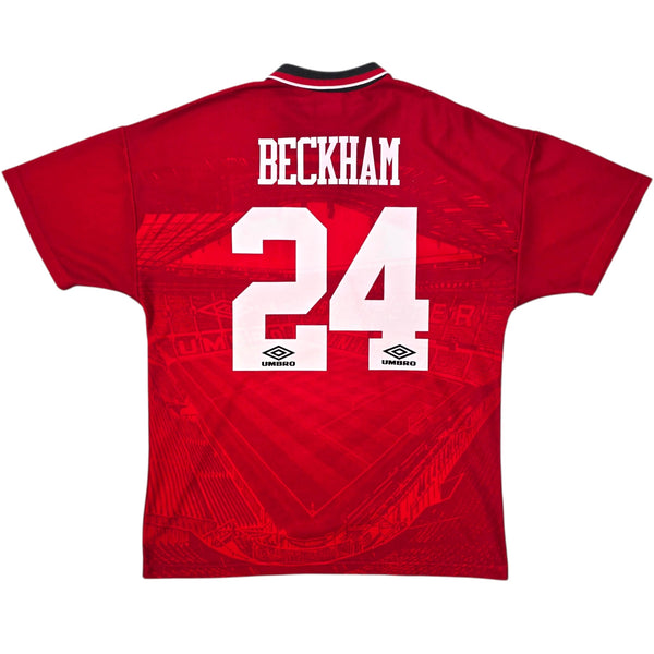 1994/96 Manchester United Home Football Shirt (L) Umbro #24 Beckham
