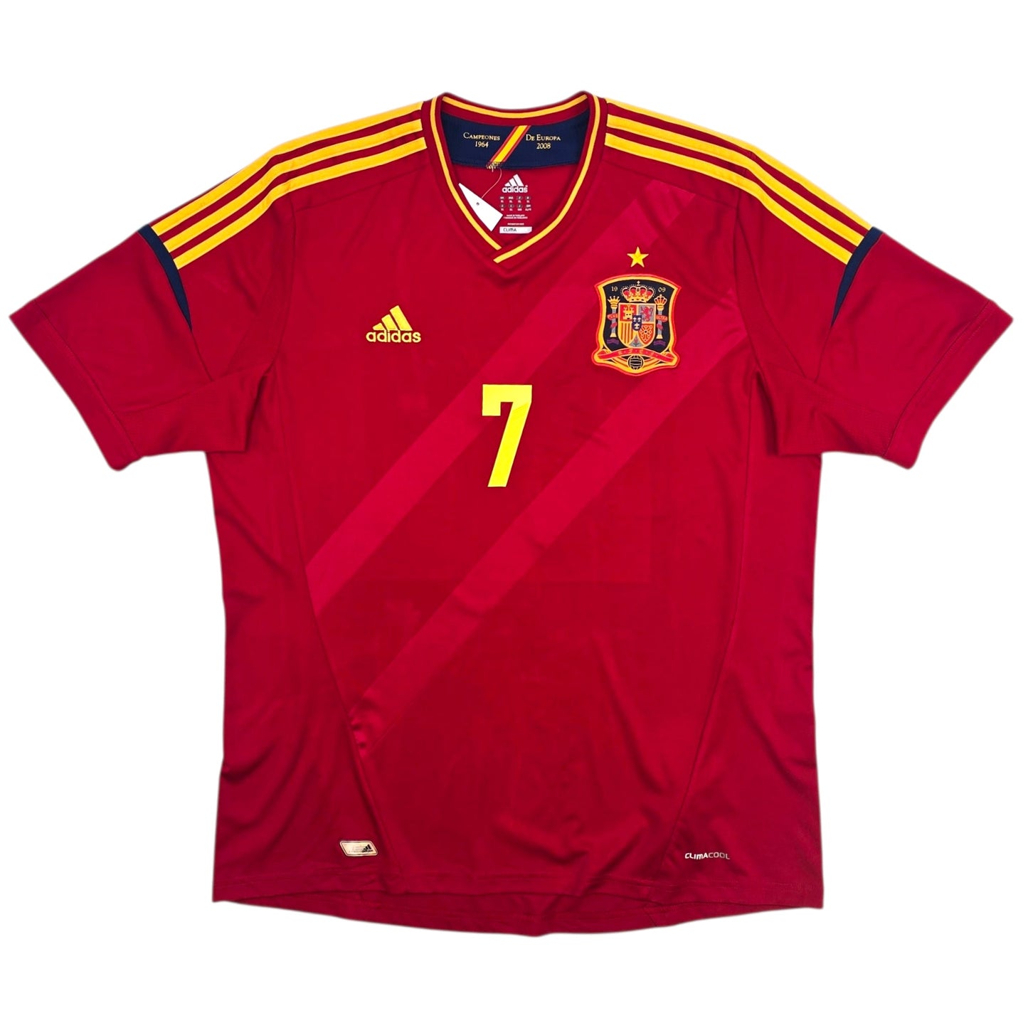 2012/13 Spain Home Football Shirt (XL) Adidas #7 David Villa