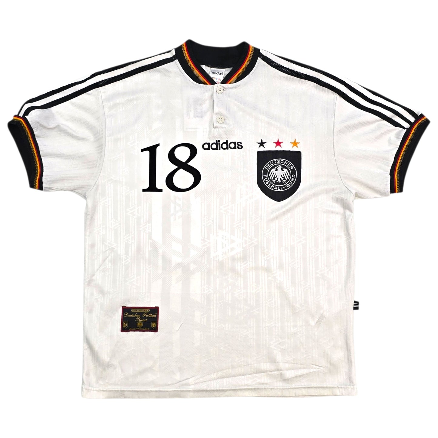 1996/98 Germany Home Football Shirt (L) Adidas #18 Klinsmann