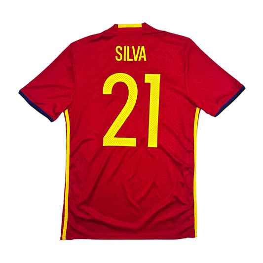 2016/17 Spain Home Football Shirt (S) Adidas #21 Silva