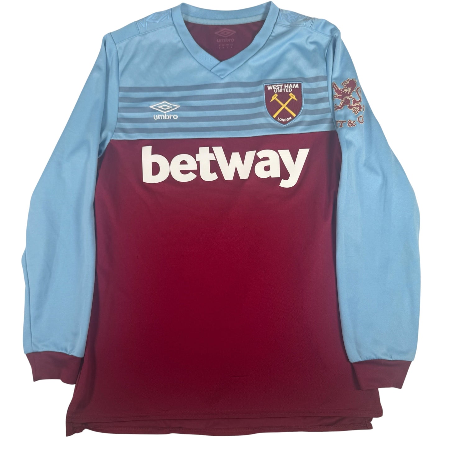 West Ham United 2019/2020 Home Long Sleeve Football Shirt Medium