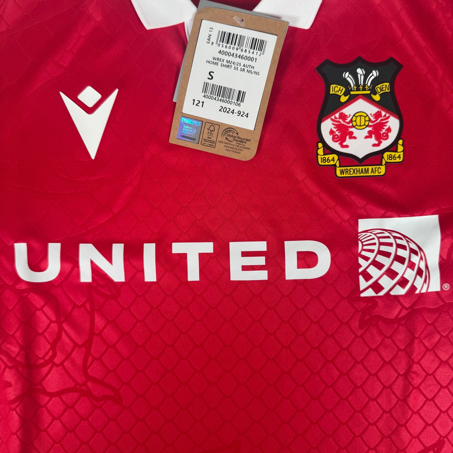 Wrexham 2024/2025 Home Football Shirt Small BNWT